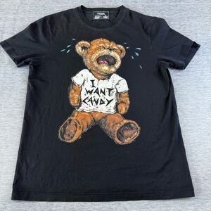 DOMREBEL “I Want Candy” Crying Bear Graphic‎ Tee - Mens Size Medium